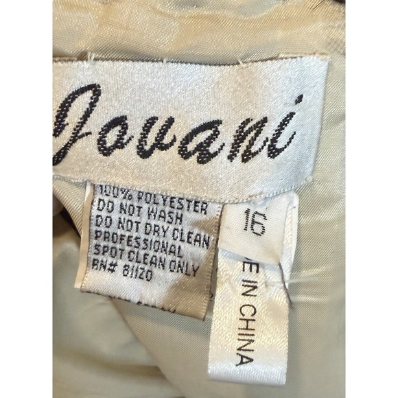 Vintage Jovani Evening Gown US Women's M/L Brown Tan Beaded Lace Mother of Bride - Picture 3 of 16